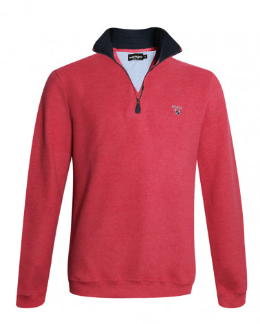 face du Sweat homme col zip 24SW7 Otago rugby corail