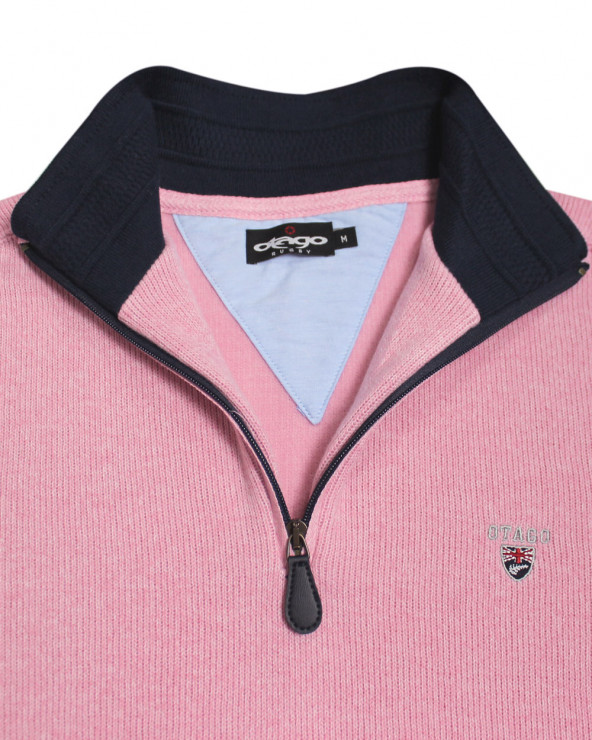 col du Sweat homme col zip 24SW7 Otago rugby rose