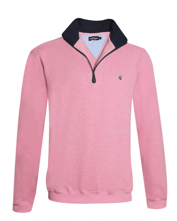 Sweat homme col zip 24SW7 Otago rugby rose