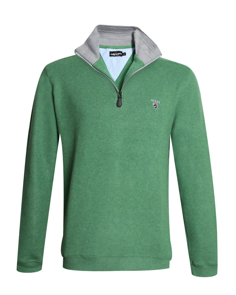 Sweat homme col zip 24SW7 Otago rugby vert