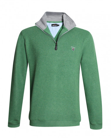 Sweat homme col zip 24SW7 Otago rugby vert