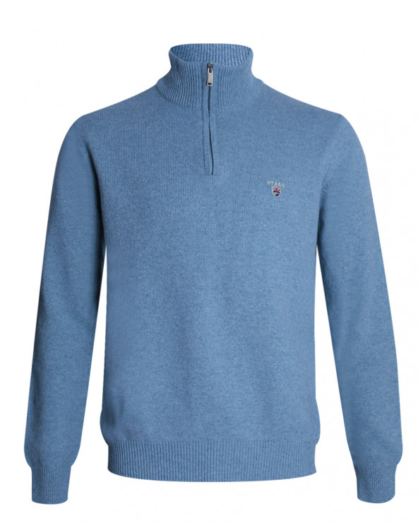 Pull Buenos Aires col zip Otago bleu ocean pour homme