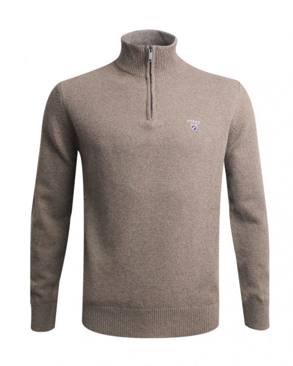 Pull Buenos Aires col zip Otago marron pour homme