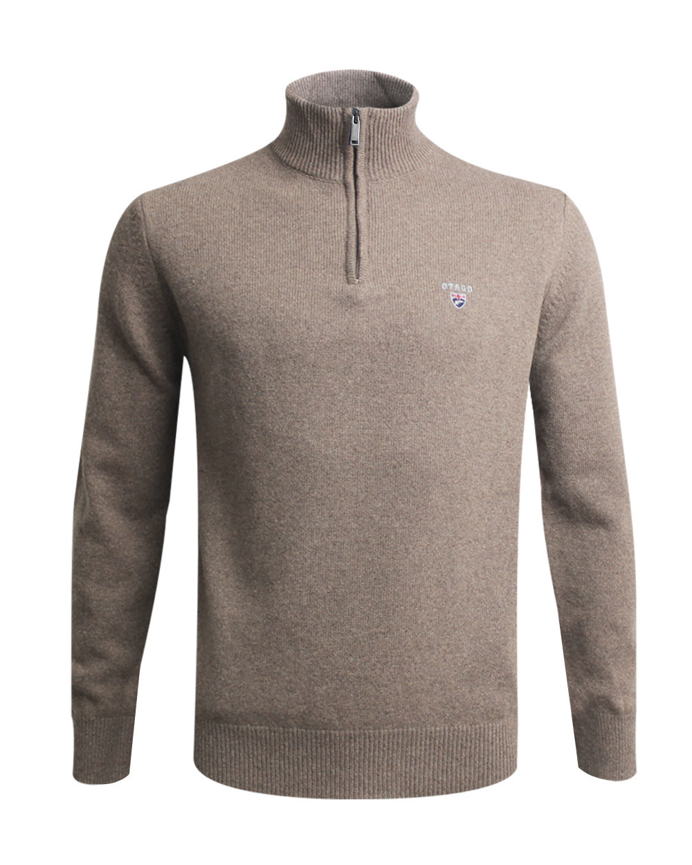 Pull Buenos Aires col zip Otago marron pour homme