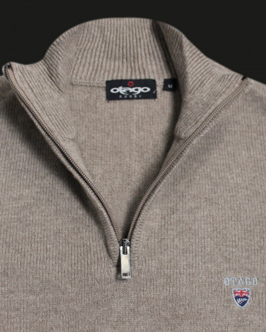 col du Pull Buenos Aires col zip Otago marron pour homme