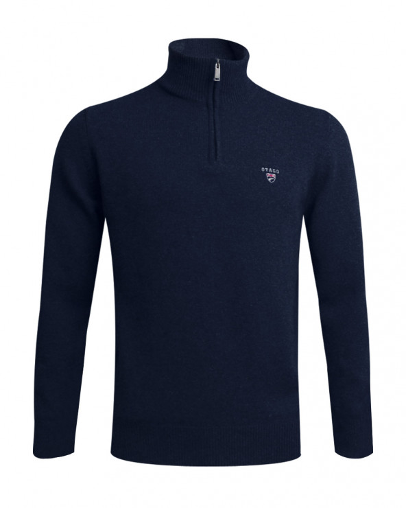 Pull Buenos Aires col zip Otago bleu marine pour homme