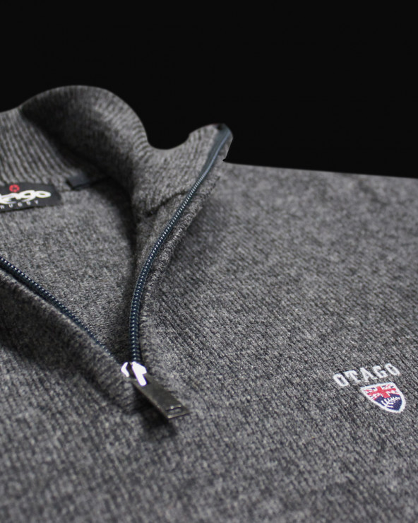 col du Pull Buenos Aires col zip Otago gris anthracite pour homme