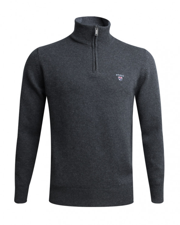 Pull Buenos Aires col zip Otago gris anthracite pour homme