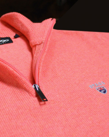 détail du Pull Buenos Aires col zip Otago rose pour homme