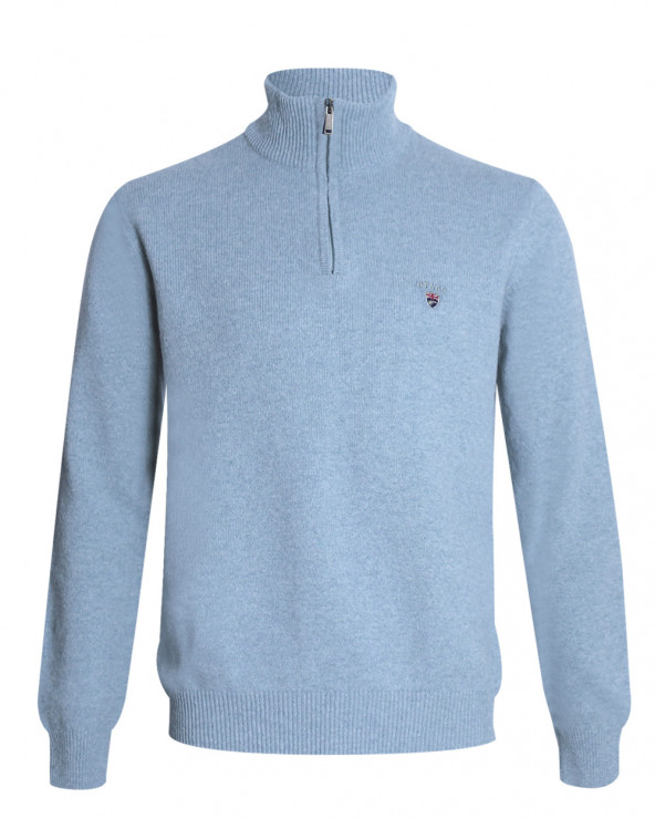 Pull Buenos Aires col zip Otago bleu ciel pour homme
