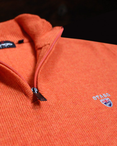 détail du Pull Buenos Aires col zip Otago orange pour homme