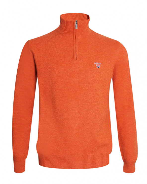 Pull Buenos Aires col zip Otago orange pour homme