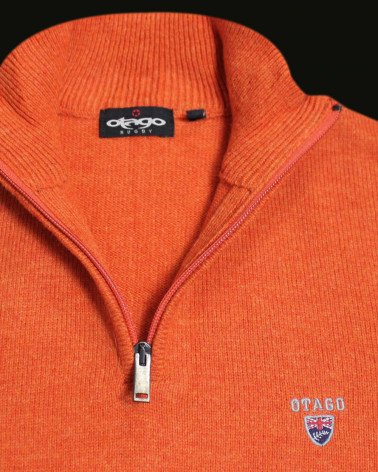 col du Pull Buenos Aires col zip Otago orange pour homme
