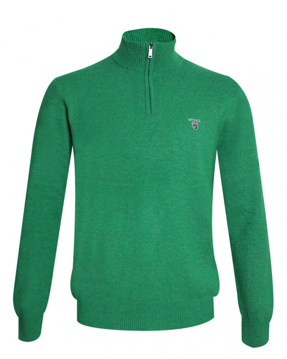 Pull Buenos Aires col zip Otago vert pour homme