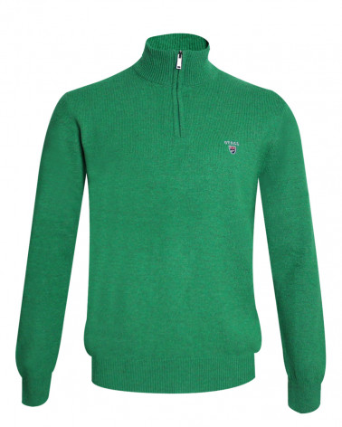 Pull Buenos Aires col zip Otago vert pour homme