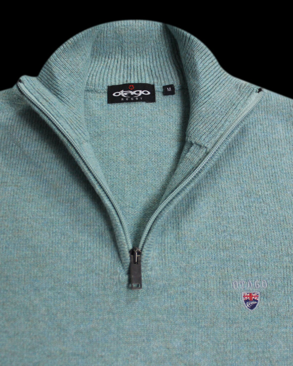 col du Pull Buenos Aires col zip Otago vert clair chiné pour homme