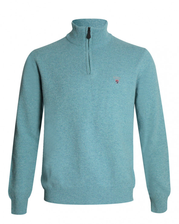 Pull Buenos Aires col zip Otago vert clair chiné pour homme
