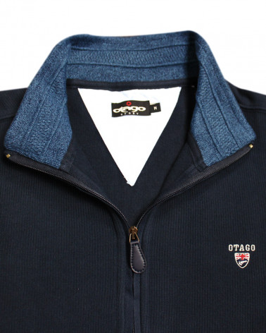 col du Sweat zip 25SW7 Otago rugby bleu marine pour homme
