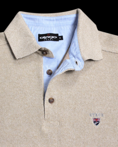 col du Polo manches longues pour homme 25POML1 Otago rugby beige