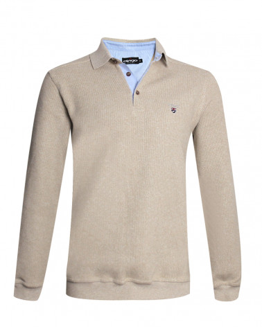 Polo manches longues pour homme 25POML1 Otago rugby beige