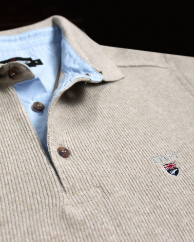 détail du Polo manches longues pour homme 25POML1 Otago rugby beige