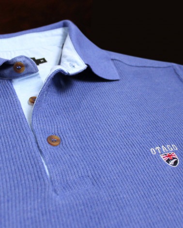 détail du Polo manches longues pour homme 25POML1 Otago rugby bleu lavande