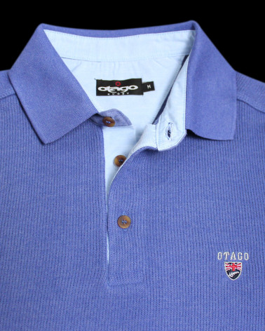 col du Polo manches longues pour homme 25POML1 Otago rugby bleu lavande