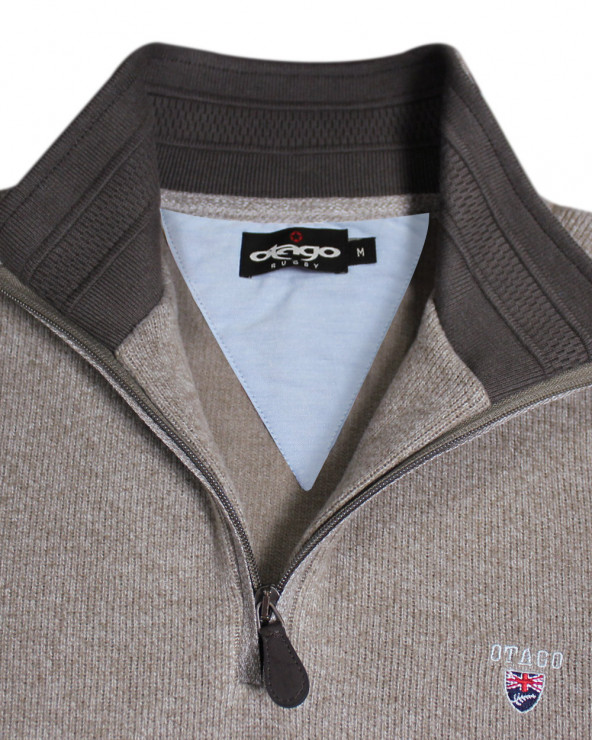 col du Sweat homme col zip 24SW7 Otago rugby beige