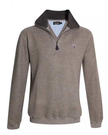 face du Sweat homme col zip 24SW7 Otago rugby beige