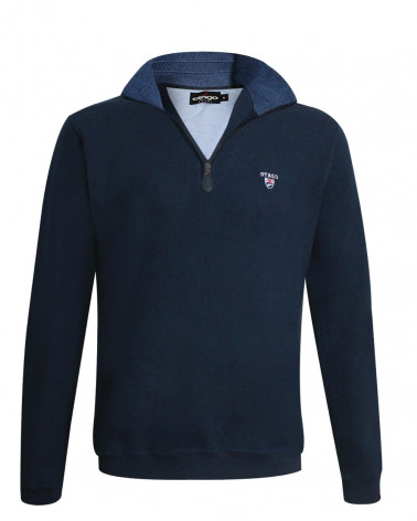 face du Sweat col zip 24SW7 Otago rugby bleu marine pour homme