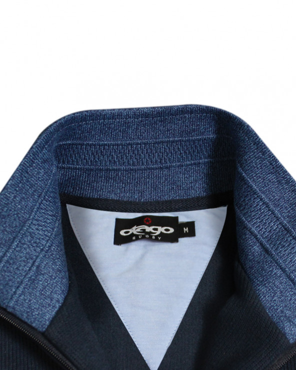col du Sweat col zip 24SW7 Otago rugby bleu marine pour homme