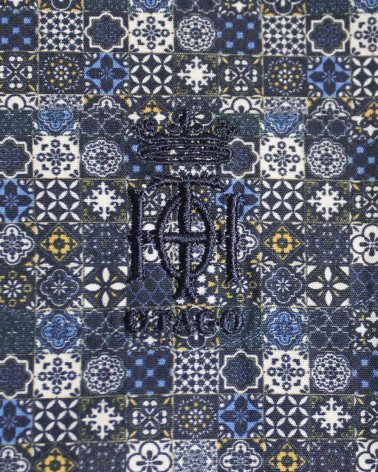 Broderie côté coeur de la chemise E2014 Otago bleu marine pour homme