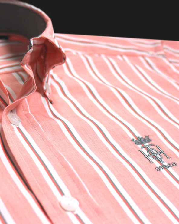 détail de la Chemise manches longues homme 279 Otago rayée corail