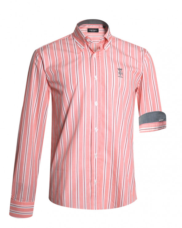 Chemise manches longues homme 279 Otago rayée corail