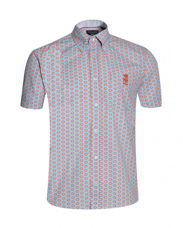 Chemise E2012 manches courtes Otago homme ciel motifs