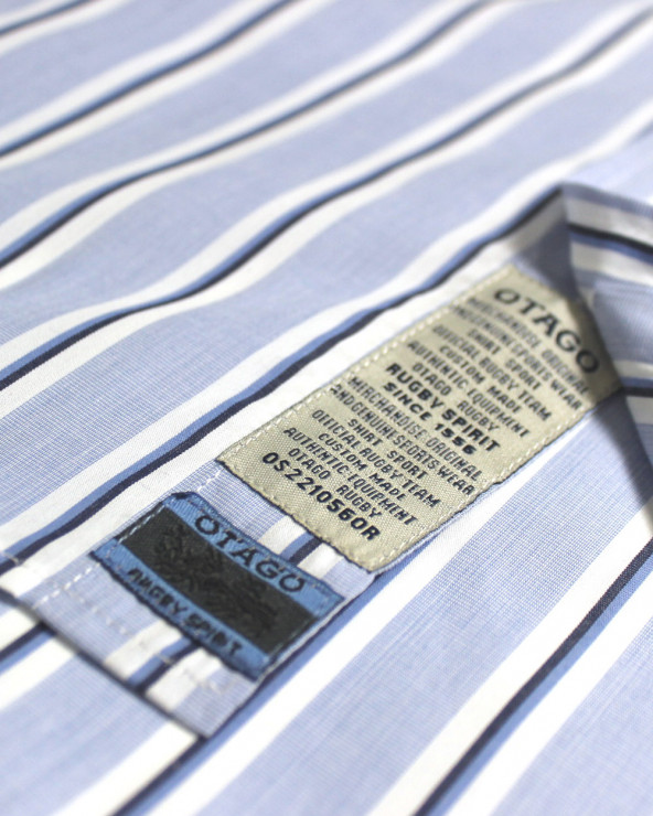 patte de la Chemise manches longues homme 278 Otago rayée bleu ciel