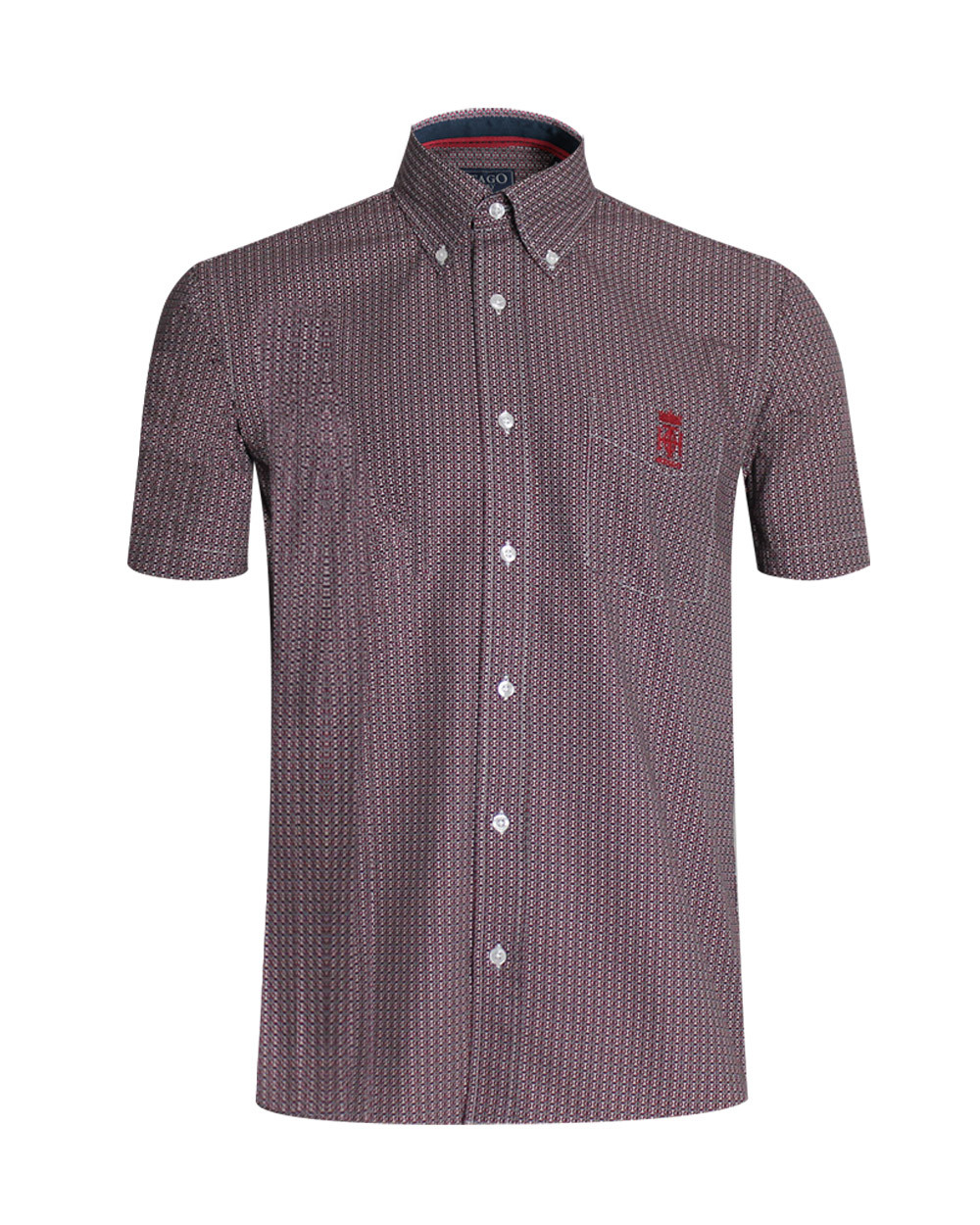 Chemise E2011 manches courtes Otago rouge à motif homme