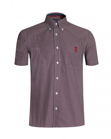 Chemise E2011 manches courtes Otago rouge à motif homme