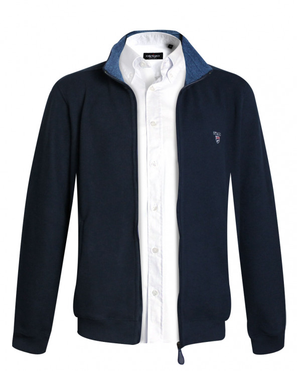 tenue avec le Sweat zip 25SW7 Otago rugby bleu marine pour homme
