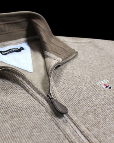 détail de col du Sweat zip 25SW7 Otago rugby beige pour homme