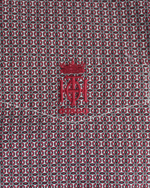 Broderie côté coeur de la chemise E2011 Otago rouge pour homme