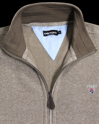 col du Sweat zip 25SW7 Otago rugby beige pour homme