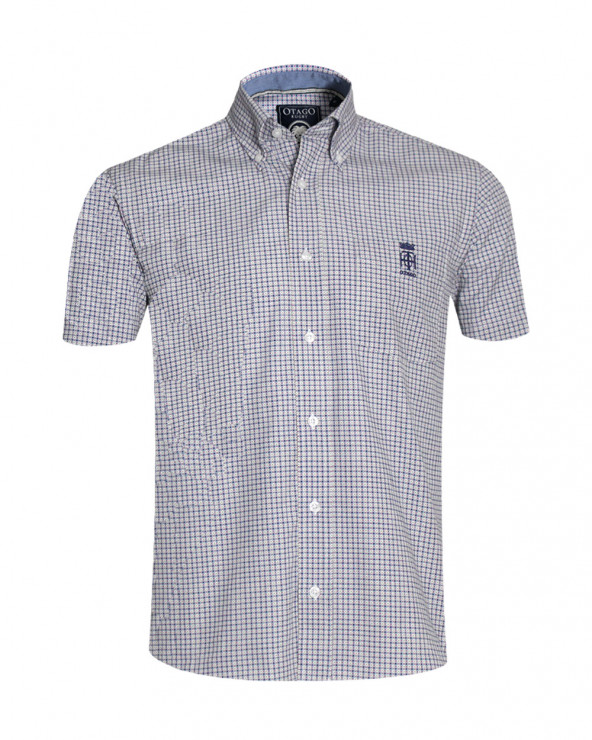 Chemise E2010 manches courtes Otago blanche à motif homme