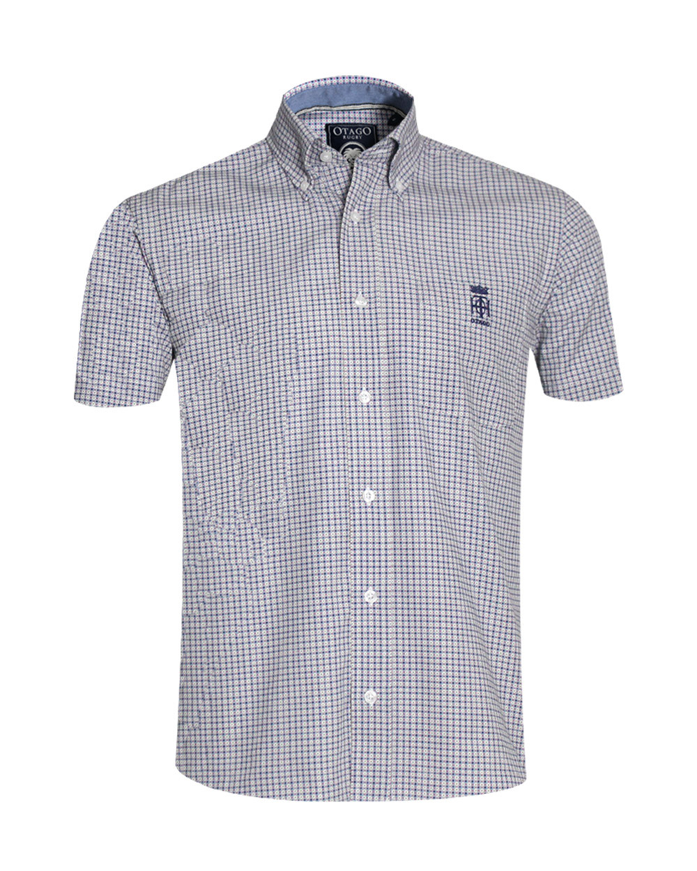 Chemise E2010 manches courtes Otago blanche à motif homme