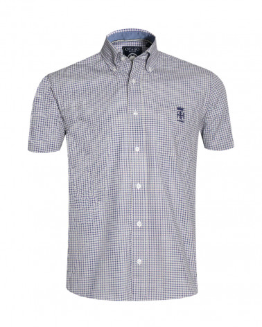 Chemise E2010 manches courtes Otago blanche à motif homme