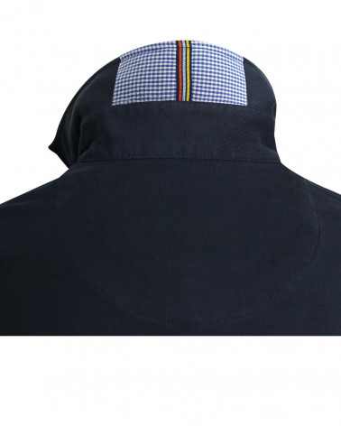 détail du dos du col du Polo homme manches longues TAGO Otago rugby marine