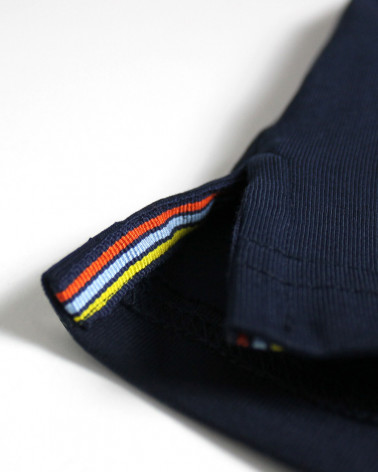 patte latérale d'ouverture du Polo homme manches longues TAGO Otago rugby marine