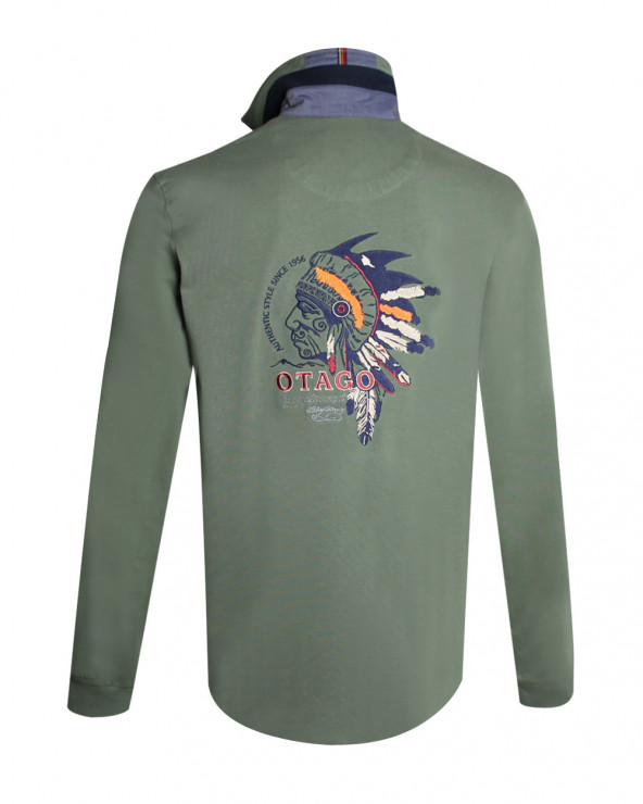 dos du Polo homme manches longues Yaka Otago rugby kaki