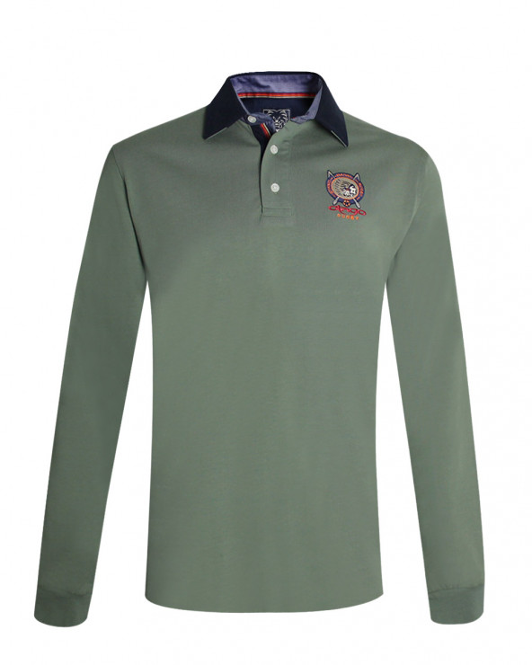 face du Polo homme manches longues Yaka Otago rugby kaki