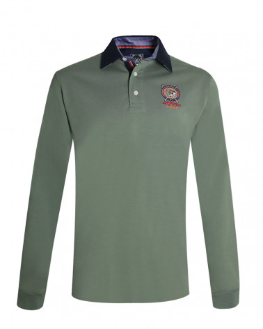face du Polo homme manches longues Yaka Otago rugby kaki